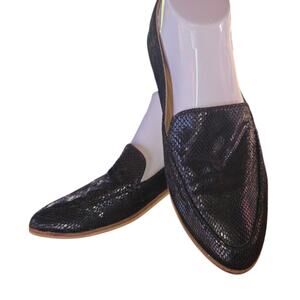 Beast Fashion Shoes Womens Size 8 Snakeskin Loafers Black Faux Leather